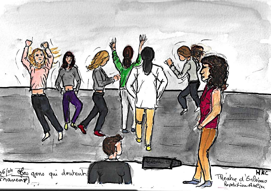 Croquis réalisé en live des participants au projet amateurs Les gens qui doutent