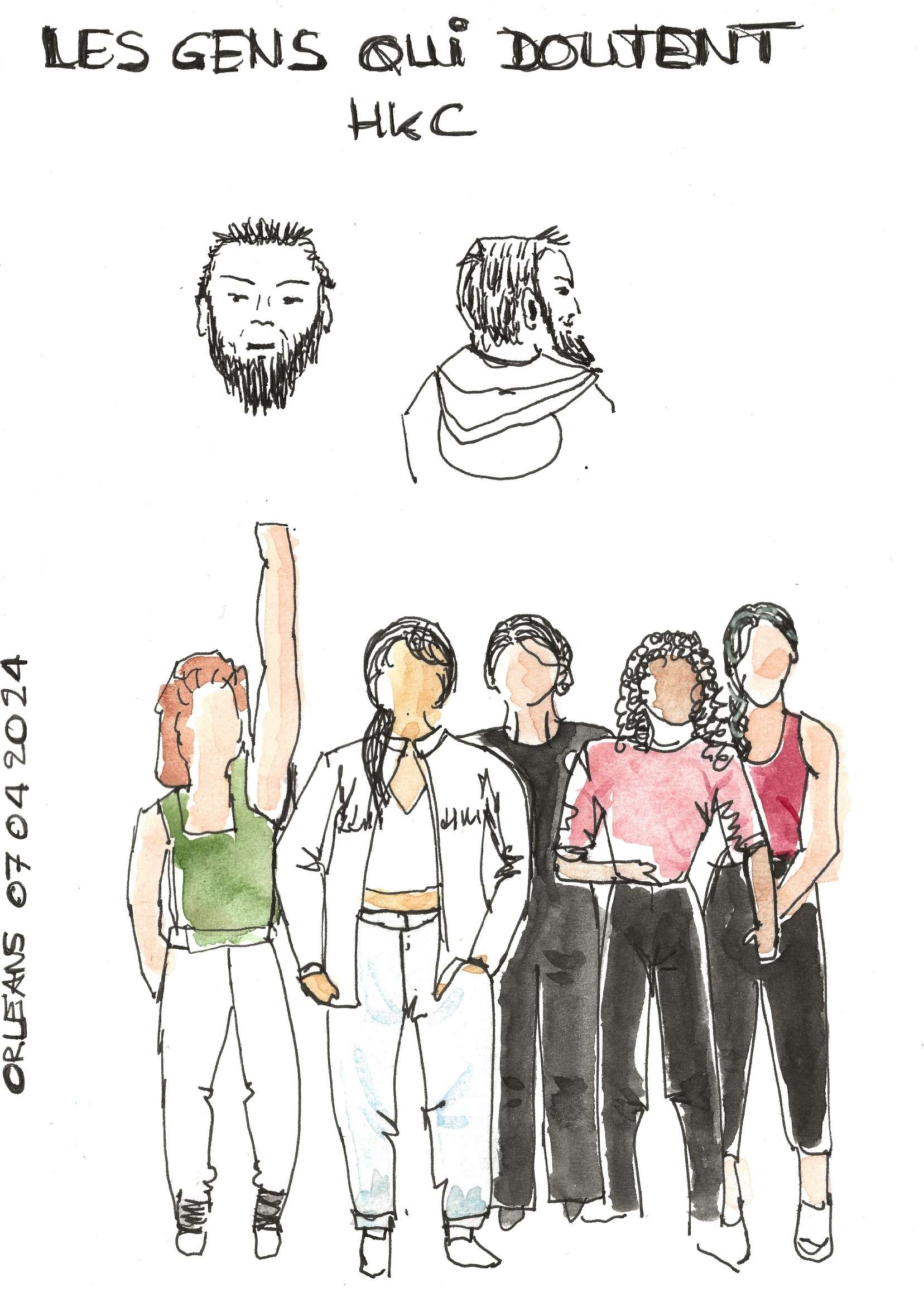 Croquis réalisé en live des participants au projet amateurs Les gens qui doutent