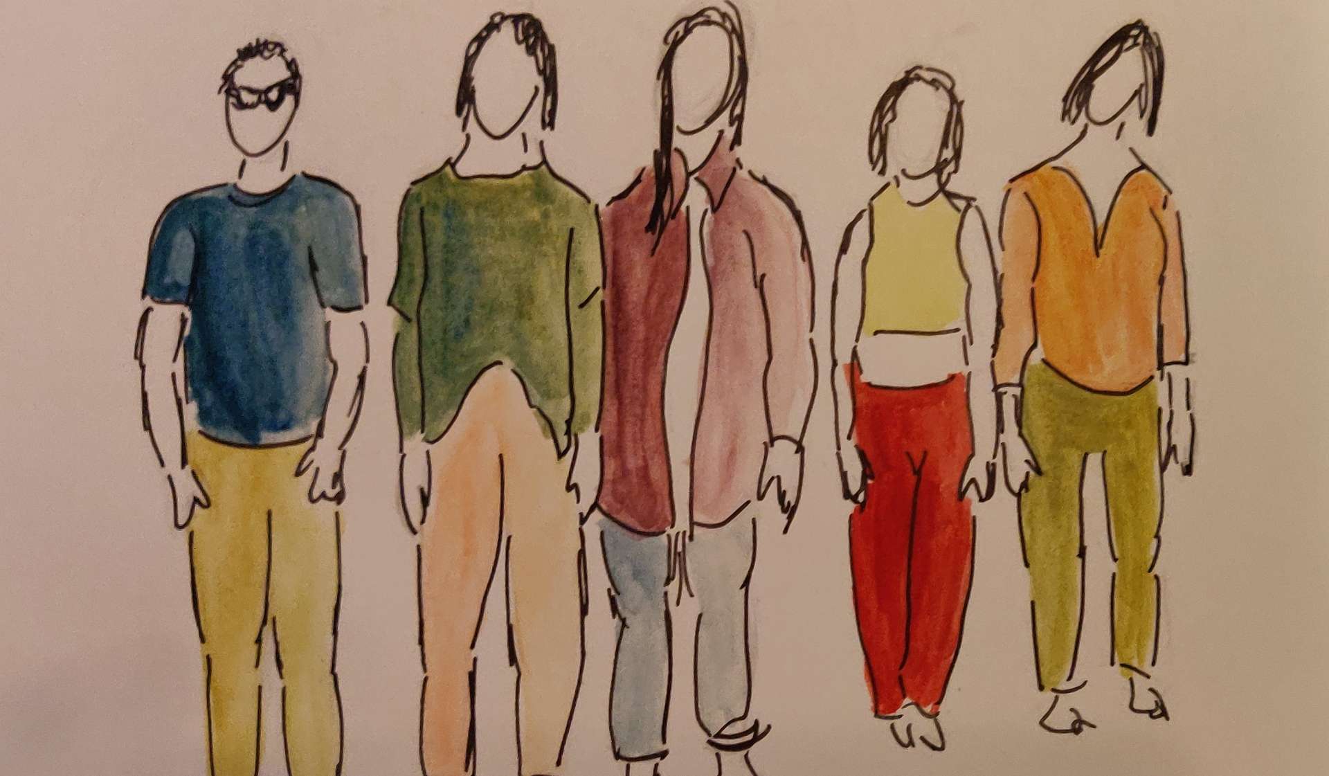 Croquis réalisé en live des participants au projet amateurs Les gens qui doutent