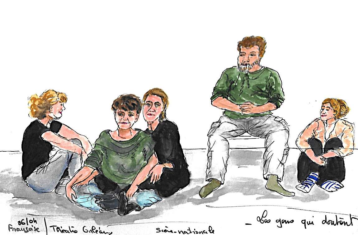 Croquis réalisé en live des participants au projet amateurs Les gens qui doutent
